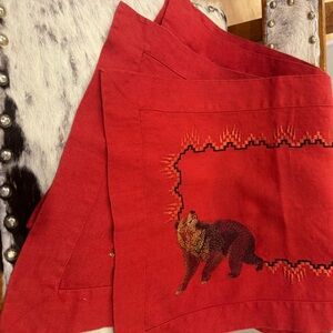 Red Embroidered Linen placemats